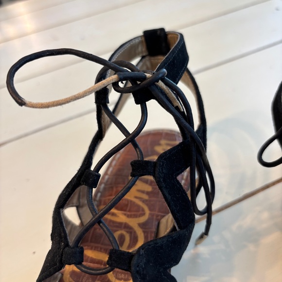 Sam Edelman Gemma Gladiator Leather Lace Up Suede Sandal Women's Size 8 Black - Picture 4 of 12